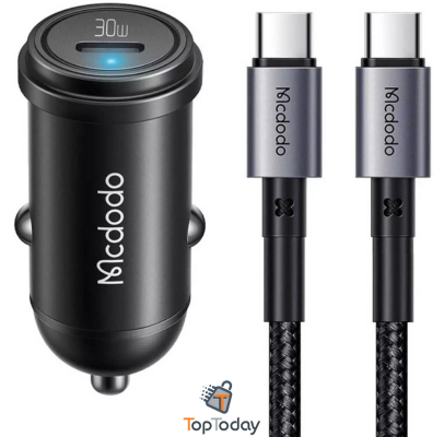 شارژر فندکی فست شارژ 30 وات با کابل دو سر تایپ‌ سی مک دودو McDodo CC-7493